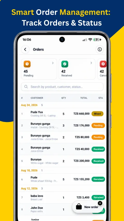 Smart order management: track orders and status
