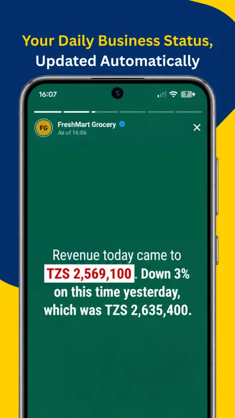 Your daily business status, updated automatically